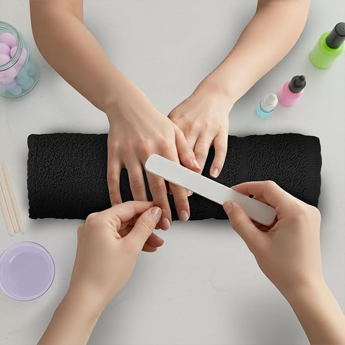 Salon Towels – 50 Pack Black Hand Towels 100% Cotton Spa Towel – 16x27 inches - Image 7