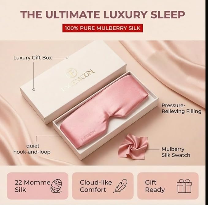 Mulberry Silk Sleep Mask for Women, 100% Blackout Eye Mask for Sleeping - Image 5