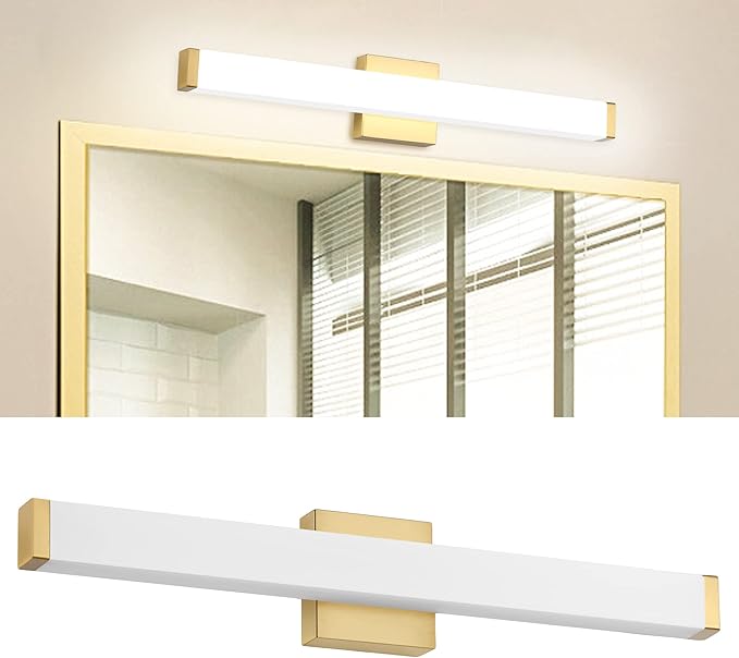 LED Bathroom Vanity Light fixtures 24in Metal Brass, 14W 4000K Natural White by Enjoyyourhealthylife
