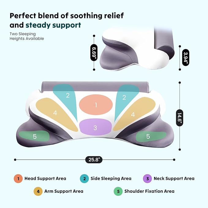 DUMOS Cervical Neck Pillow for Sleeping, Cooling Ergonomic Memory Foam Pillow - Image 8
