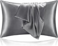 BEDELITE Satin Pillowcase with Zipper, Dark Grey Pillow Cases Queen Size Set of by BEDELITE