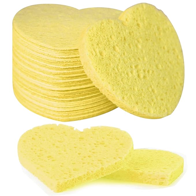 50-Count Facial Sponges Compressed, 100% Natural Cellulose Face Sponge by Mainlyrunmakeupsuppliers