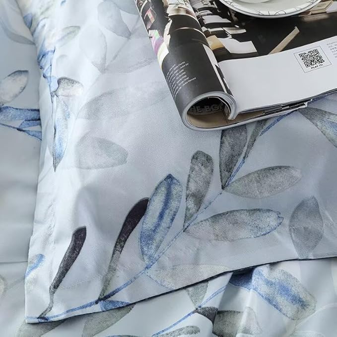 OAITE Duvet Cover Queen Size, Reversible Leaf Blue Duvet Cover Set - Image 4