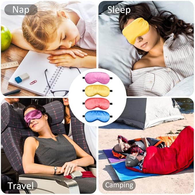 BBTO 4 Pcs Silk Sleep Eye Masks Smooth Soft Satin Eye Covers - Image 5