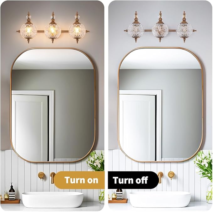 Brushed Antique Brass Bathroom Vanity Light Fixture Vintage Style - Image 7