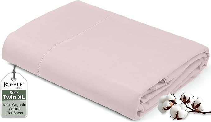 Royale Linens 100% Organic Cotton Twin XL Flat Sheet Only by ROYALELINENS