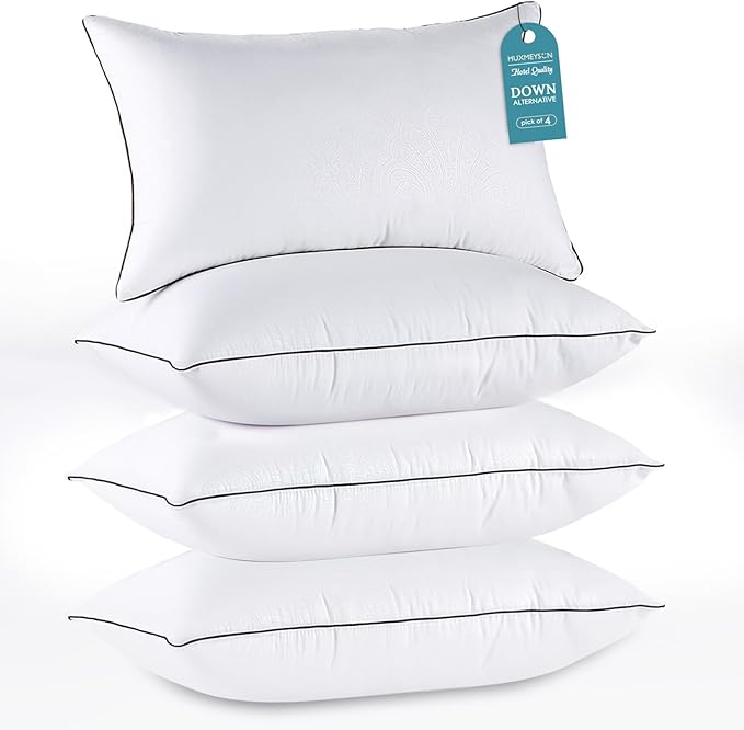 HUXMEYSON Pillows Queen Size Set of 4, Luxury Hotel Bed Pillows Set by HUXMEYSON