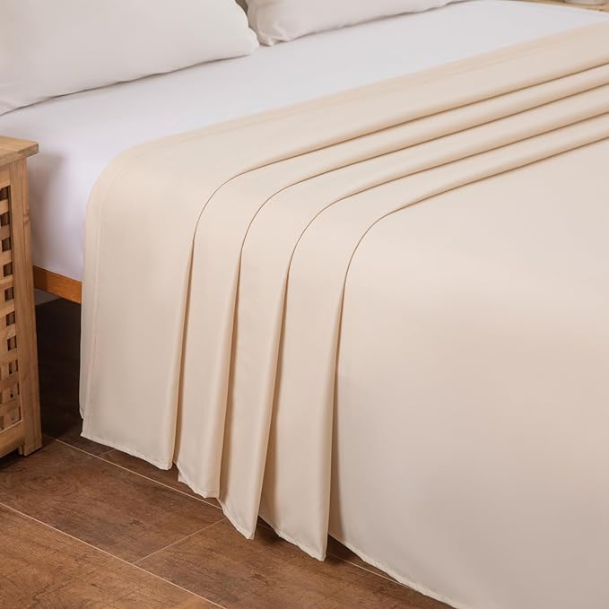 Twin Flat Sheet Only，66x96Inch Beige - Image 3