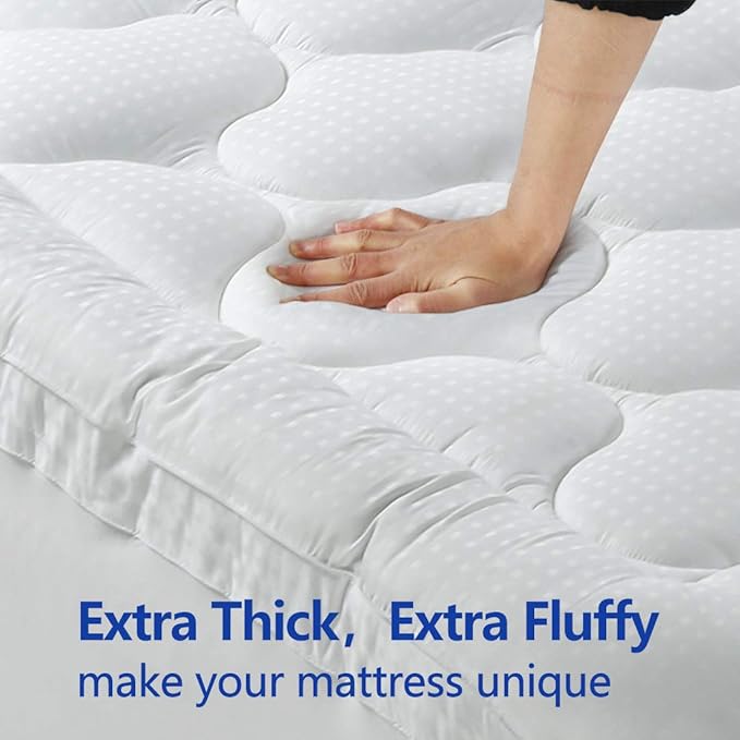 EASELAND Queen Size Mattress Topper Pillow Top Mattress Cover Quilted Fitted - Image 4
