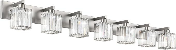 Aipsun Brushed Nickel Bathroom Light Fixtures Crystal Vanity Lighting Fixture by Aipsun