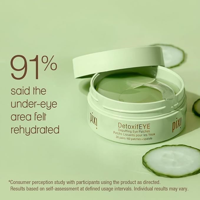Pixi DetoxifEYE Depuffing Hydrogel Under-Eye Patches, Hyaluronic Acid & Caffeine - Image 10