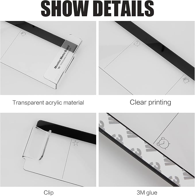 Office Desk Accessories 2pcs Multifunction Computer Monitor Memo Board - Office Supplies for Women Men Computer Sticky Note Holder Home Decor (Monitor Memo Board with Clip)