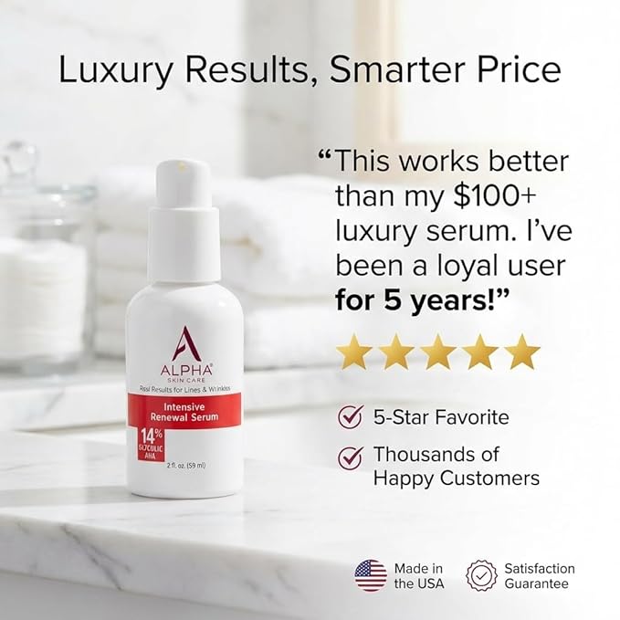 Alpha Skin Care Renewal Serum, 14% Glycolic AHA, Anti-Aging Formula, Alpha - Image 4