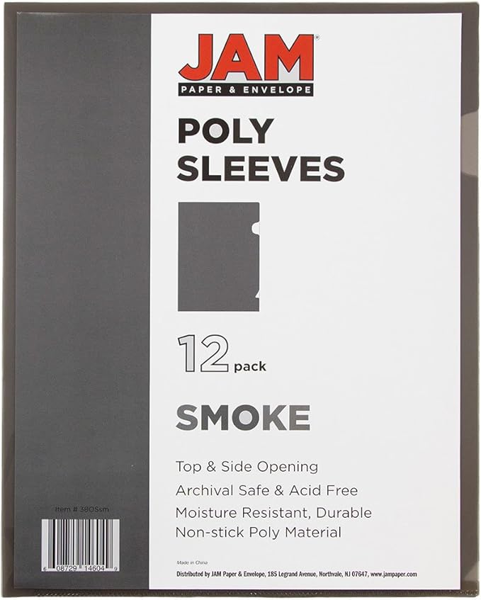 JAM PAPER Plastic Sleeves - Letter Size - 9 x 11 1/2 - Smoke Gray Project Pockets - 120 Bulk Page Protectors/Pack