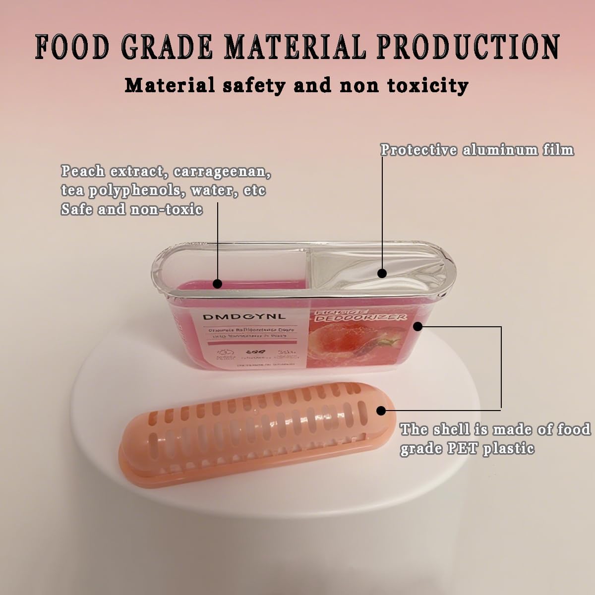 Fridge Deodorizer, Refrigerator Deodorizer More Effective Than Baking Soda, Natural Gel Refrigerator Odor Eliminator for Refrigerator Freezer and Freezer Compartments (2 Pcs/Peach Flavor)