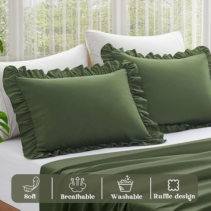 KKJIAF Ruffle Pillow Cases King Size Set of 2, Ruffled Pillow Covers - Image 4