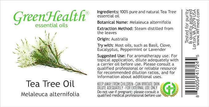2 Bottles - 16 fl oz Tea Tree Essential Oil, Aluminum Bottle - GreenHealth - Image 3