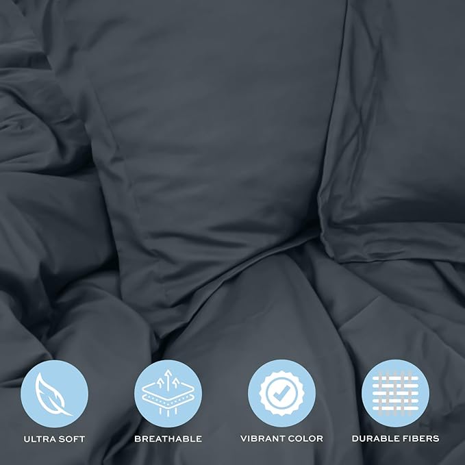 White Classic Grey Duvet Cover Queen Size, Microfiber Duvet Cover - Image 4