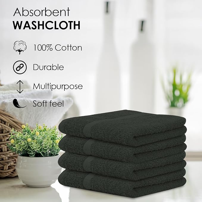 Avalon Towels Cotton Washcloths 24-Pack – 12 x 12 Inch Grey Super Soft & - Image 6