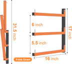 Lumber Rack Wall Mount, Lumber Storage Rack, Heavy Duty Wood Storage Racks with 6-Level System, 720 lb Sturdy Garage Wood Organizer, Orange Lumber Metal Racks for Indoor and Outdoor (4 PACK)