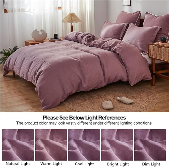 Simple&Opulence 100% Linen Duvet Cover Set 3pcs Basic Style Natural French - Image 6