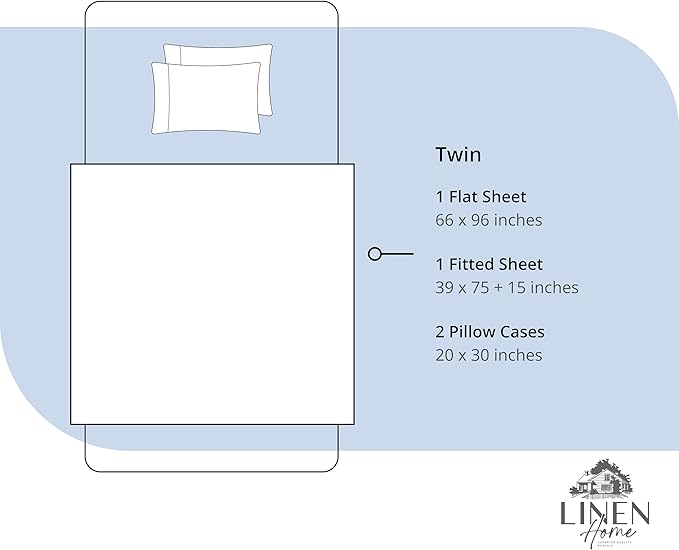 Linen Home 100% Cotton Percale Sheet Set, Twin Size, Dark Blue, Deep Pocket - Image 6