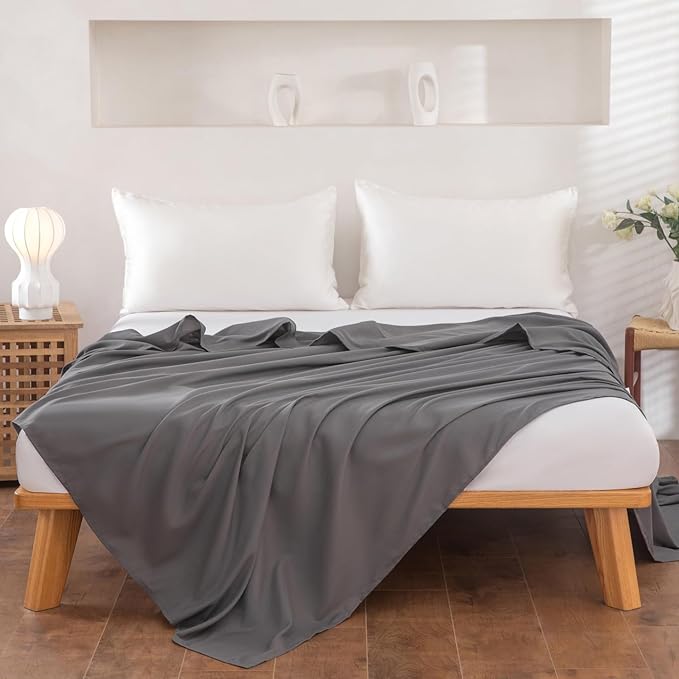 King Flat Sheet Only， 108x102Inch Dark Gray - Image 2