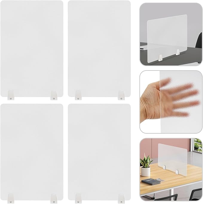 4PCS Desk Dividers Office Partitions,Privacy Desk Panel Protective, Frosted Acrylic with Clamps Classroom Privacy Shield for Offices Schools Call Centers 23.62x15.75in (Frosted Color)