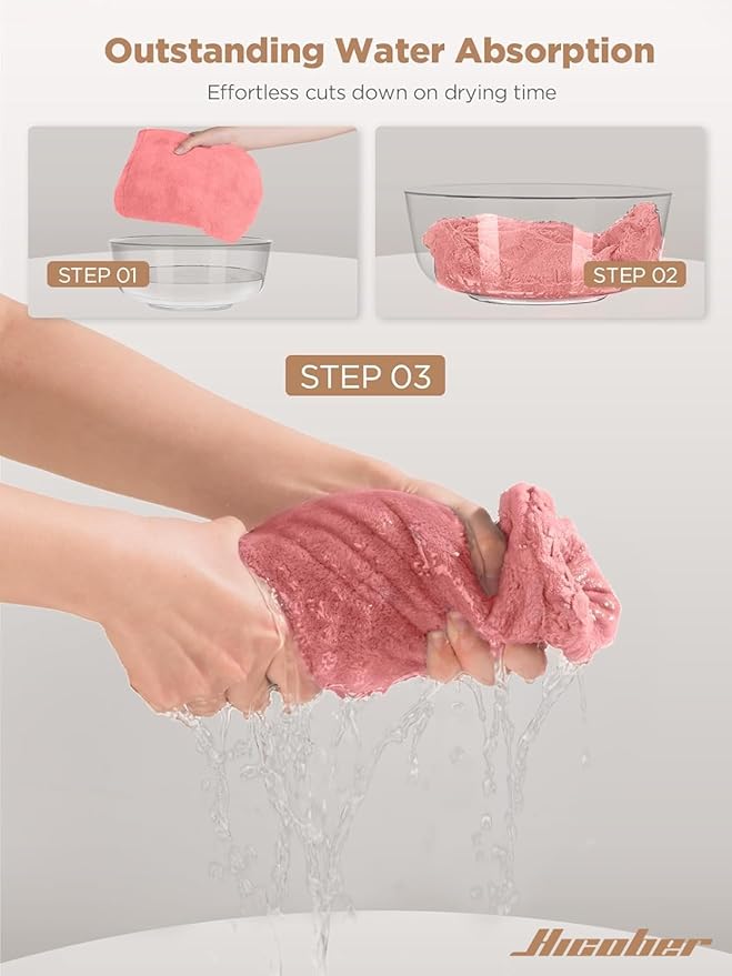 Hicober Microfiber Hair Towel, 3 Packs Hair Turbans - Image 6