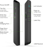 Norwii N75 Rechargeable Presentation Clicker with Green Light Pointer for presentations, PowerPoint Clicker for Presentation Remote, Long Range Wireless Presenter (Green Light)