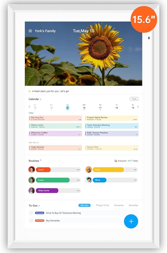 ApoloSign Digital Calendar: Electronic Calendar, Smart Touchscreen Interactive Display for Chore Chart, Family Schedules Planner, Supports All Apps via Google Play (White, 15.6-inch)