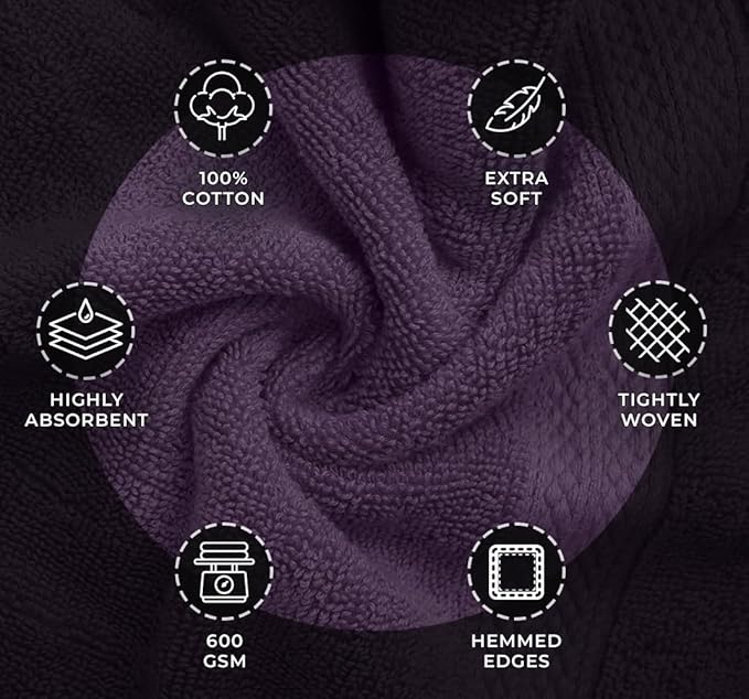 Avalon Towels Bath Plum Bath Towles of 4 pcs, 100% Cotton Towel Absorbent and - Image 6