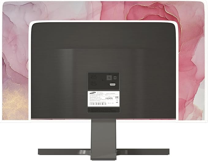 Baocicco Abstract Computer Monitor Cover with Pink Marble Design Full Body Cover for Computer Screen Panel Case Computer Sleeve Compatible with iMac 26, 26-28 PC, Desktop and TV Home Office Computer