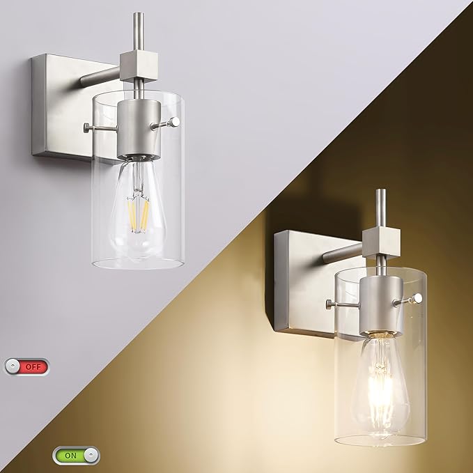 SOLFART 1 Light Vintage Vanity Light Brushed Nickel Bathroom Light Fixture Over - Image 5