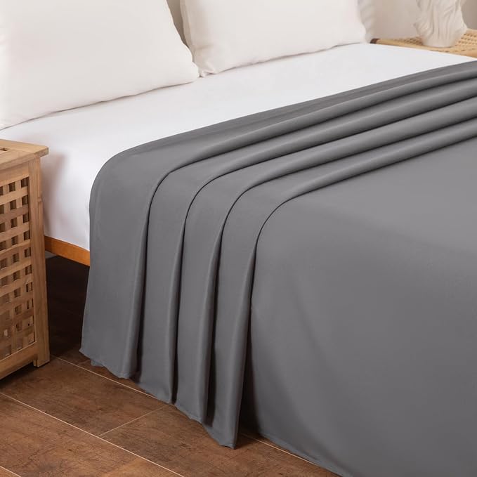 Queen Flat Sheet Only， 90x102Inch Dark Gray - Image 3