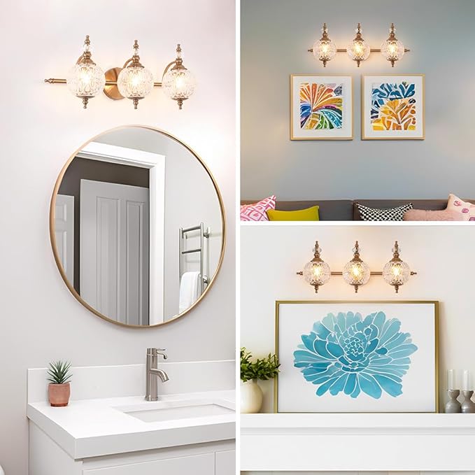 Brushed Antique Brass Bathroom Vanity Light Fixture Vintage Style - Image 3