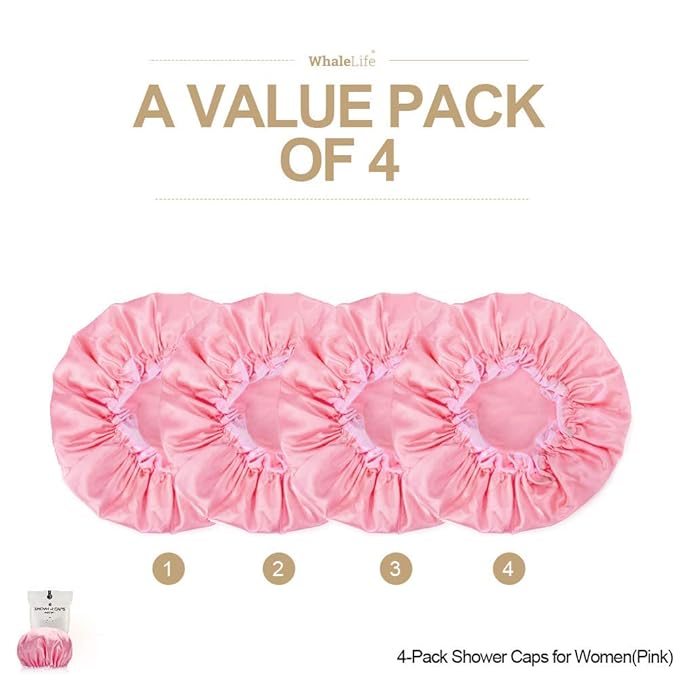 Shower Cap for Women Reusable Extra Large Shower Cap for Men Satin Double Layer - Image 2