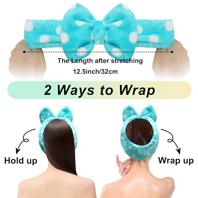 Shintop Sweet Super Soft Caroset Polka Dots Wash Cosmetic Headband Hairlace - Image 3