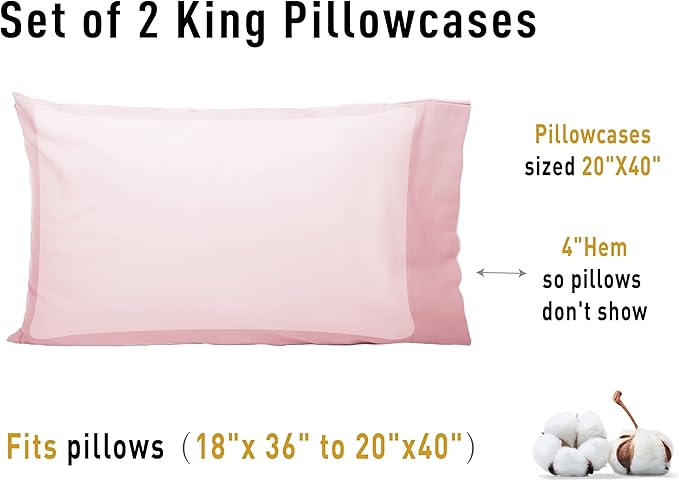 Sunflower King Pillowcases Set of 2, 100% Cotton King Pillow Cases 2, 20×40 - Image 8