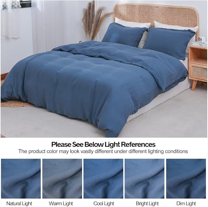 Simple&Opulence 100% Linen Duvet Cover Set 3pcs Basic Style Natural French - Image 6