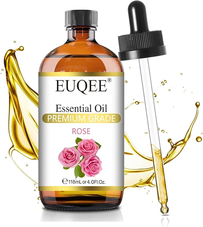 EUQEE Rose Essential Oil 118mL Large Capacity Rose Oil Premium Essential Oil by EUQEE