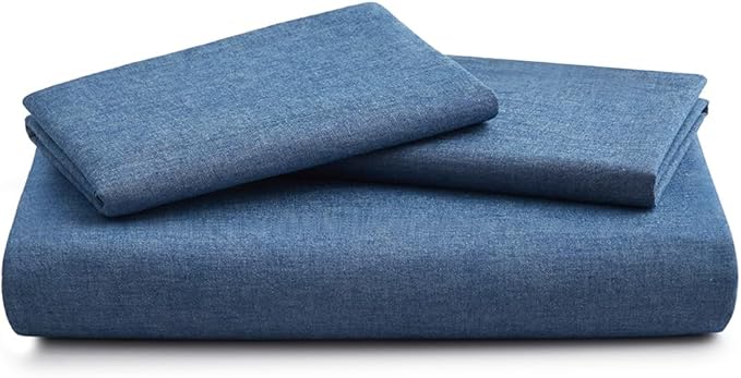 LOVQUE 100% Washed Cotton Duvet Cover King Size, Denim Blue Fade-Resistant - Image 7