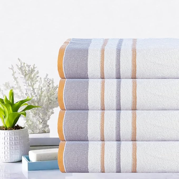 CASA COPENHAGEN White Bay 4Pcs 100% Egyptian Cotton Designer Hand Towels Gift - Image 2