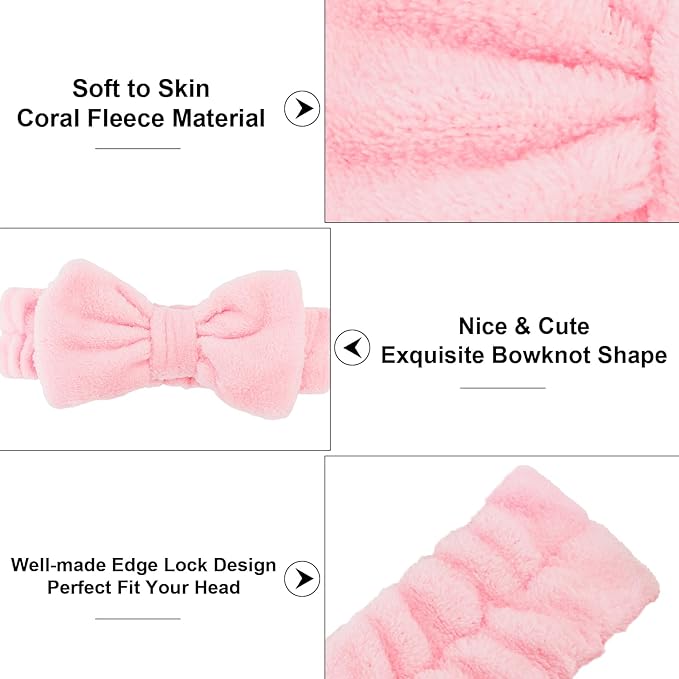 Casoty 10 Pcs Pink Makeup Headbands, Hair Band - Image 5
