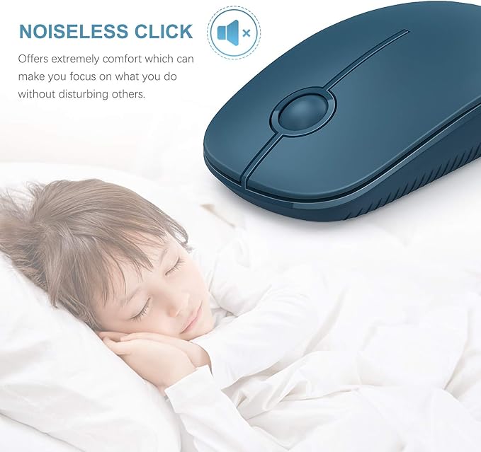 VssoPlor Wireless Mouse, 2.4G Slim Portable Computer Laptop Mouse with Nano Receiver Quiet Silent Optical Mice for Notebook, PC, Laptop, Computer-Sapphire Blue