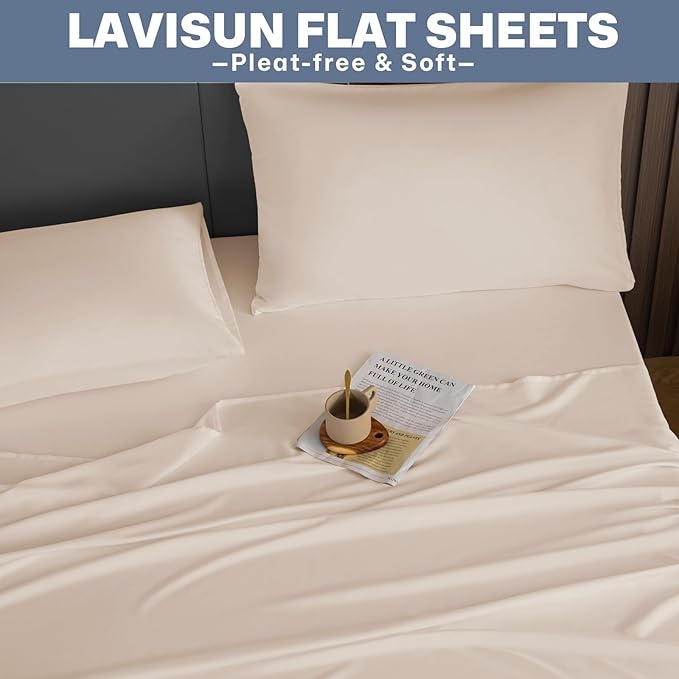 Lavisun Flat Sheets 2 Pack, Hotel Quality Flat Bed Sheets, Brushed Microfiber - Image 8