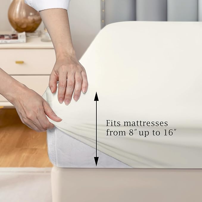 FreshCulture Pure Cotton Fitted Sheets Twin Size, 300 Thread Count Percale - Image 3