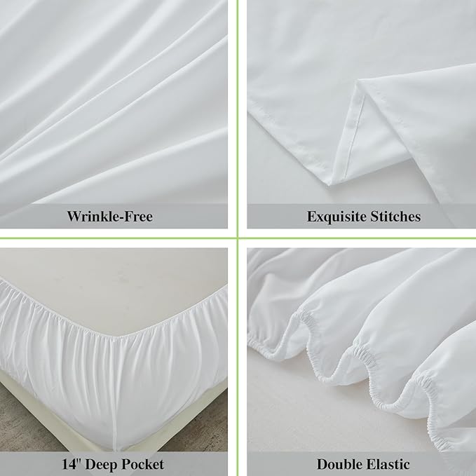 ILAVANDE White King Sheets Set 6 Piece, Hotel Luxury Super Soft 1800 Series - Image 5