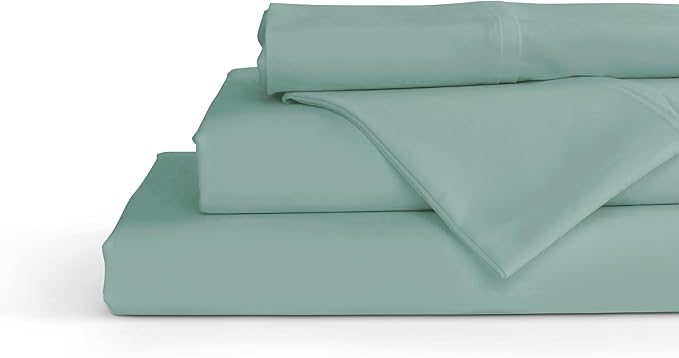 Linen Home 100% Cotton Percale Sheets Queen Size, Aqua Blue, Deep Pocket by LINENHOME