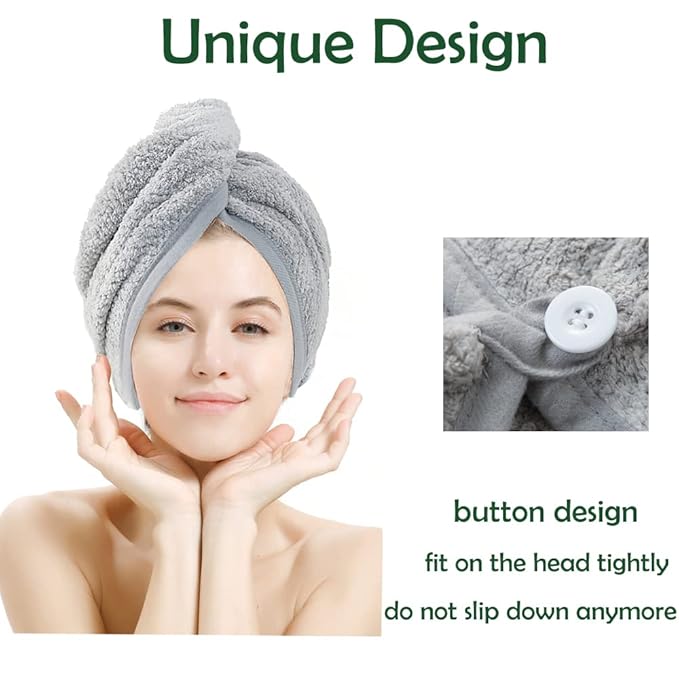 M-bestl 2 Pack Hair Towel Wrap, Absobent Hair Drying Towel - Image 3